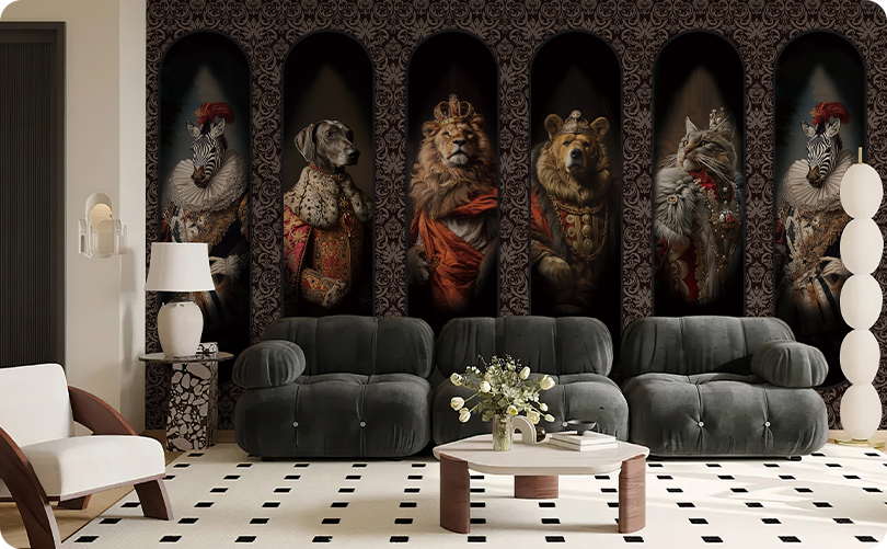 Animal Picture Frame Wallpaper Mural